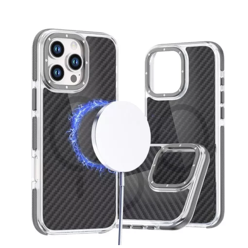 iPhone 17 PRO MAX készülékhez Fiber tok, MagSafe-kompatibilis, szürke