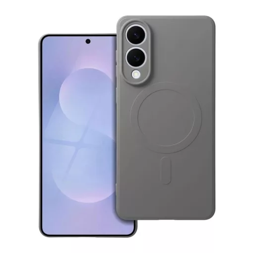 Samsung S25 Edge készülékhez MagSafe-kompatibilis szilikon tok szürke titán