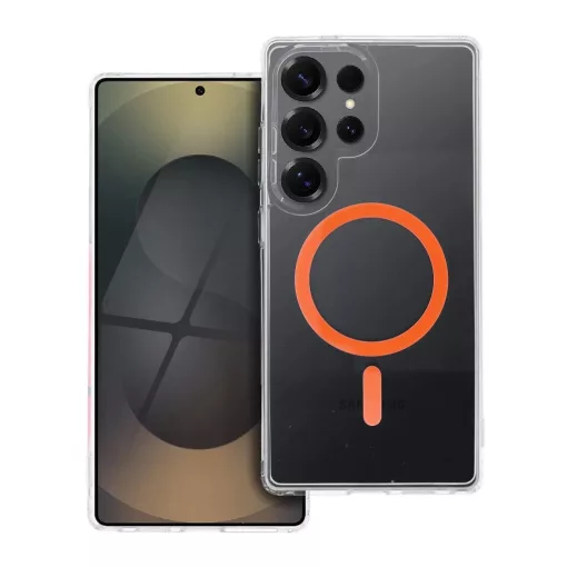Drop Glue Colorful Ring Mag Cover tok Samsung S25 Ultra készülékhez – MagSafe kompatibilis, narancssárga