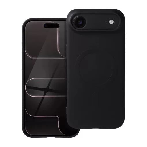 Szilikon Mag Cover tok iPhone 17 Air készülékhez, MagSafe-kompatibilis, fekete