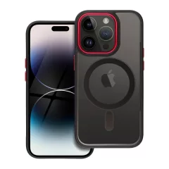   iPhone 14 PRO készülékhez Color Edge Mag Cover tok, MagSafe-kompatibilis, fekete-piros