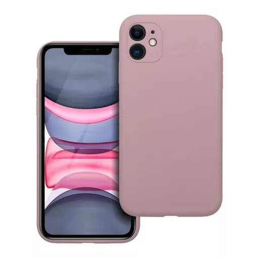 iPhone 11 készülékhez szilikon tok, 2 mm vastag, púderrózsaszín