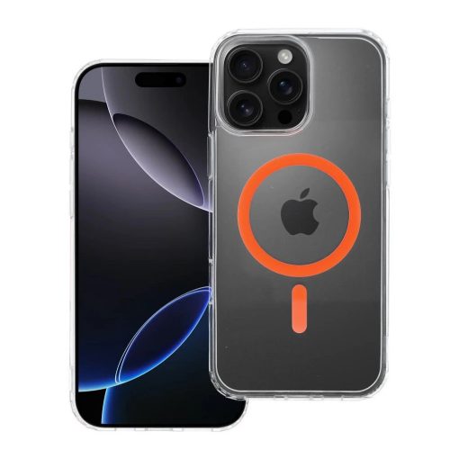 iPhone 16 Pro Max készülékhez Drop Glue Colorful Ring Mag Cover tok kompatibilis MagSafe-pel narancssárga