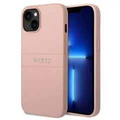   GUESS tok iPhone 14 Plus készülékhez (Saffiano With Metal Logo) rózsaszín
