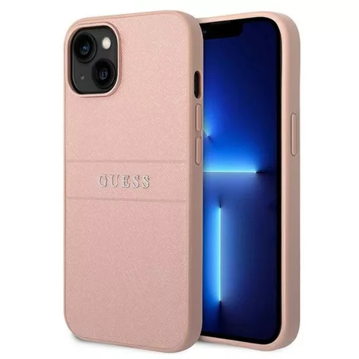 GUESS tok iPhone 14 Plus készülékhez (Saffiano With Metal Logo) rózsaszín