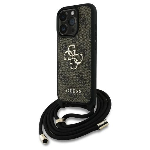 GUESS tok iPhone 16 Pro Max készülékhez GUHCP16XP4GMGCRW (CBDY PU 4G Big Logo W/Cord Strap) barna