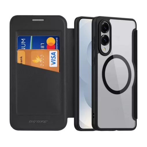 DUX DUCIS SKIN X PRO pénztárcás tok MagSafe-kompatibilis Samsung S25 Edge készülékhez fekete
