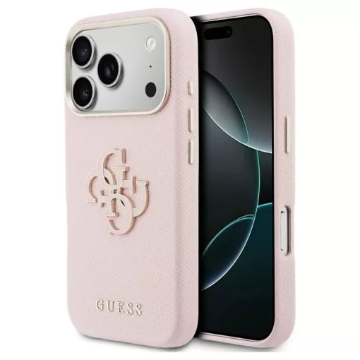 GUESS tok iPhone 17 Pro Max készülékhez GUHCP17X5PS4RGGP (PU FW Resin Logo) rózsaszín