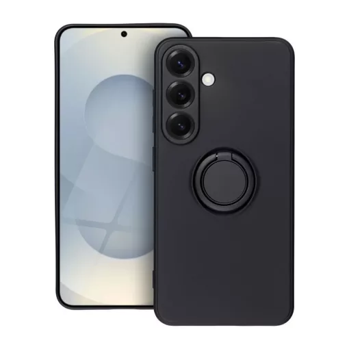 Samsung S25 készülékhez Silicone Ring tok, fekete