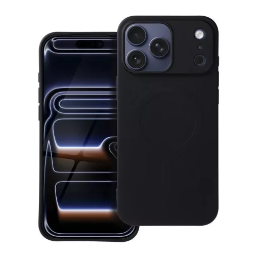 iPhone 17 Pro Max készülékhez MagSafe-kompatibilis szilikon tok (nagy nyílással), fekete