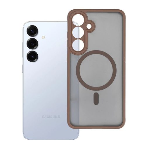 Samsung S25 PLUS készülékhez Full Matte Mag Cover tok MagSafe-kompatibilis barna