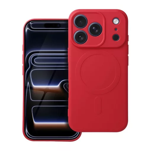 Szilikon Mag Cover tok iPhone 17 Pro készülékhez, MagSafe-kompatibilis, piros