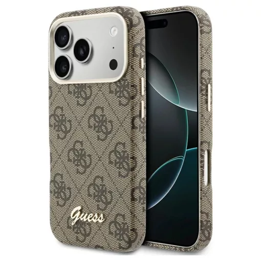 GUESS tok iPhone 17 Pro készülékhez, MagSafe-kompatibilis, GUHMP17L5P4FWMSW (PU FW 4G Script), barna