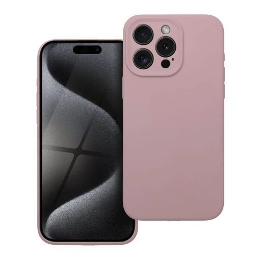 Szilikon tok iPhone 15 Pro Max készülékhez, 2mm, púder rózsaszín