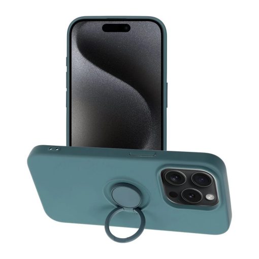 iPhone 15 PRO készülékhez Silicone Ring tok zöld