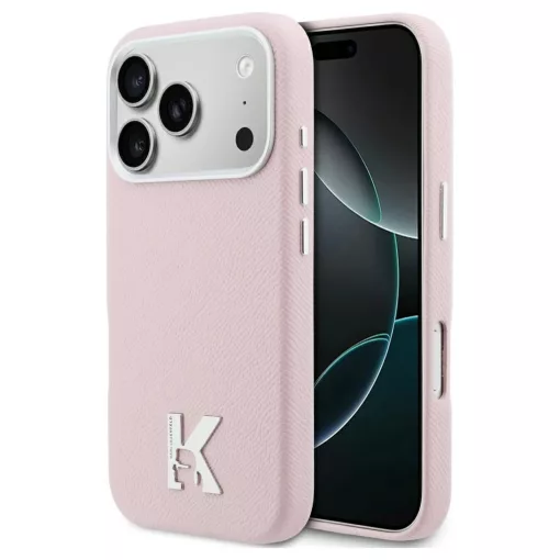KARL LAGERFELD KHead Logo tok iPhone 17 Pro készülékhez MagSafe kompatibilis KLHMP17L5PGFKHGP rózsaszín