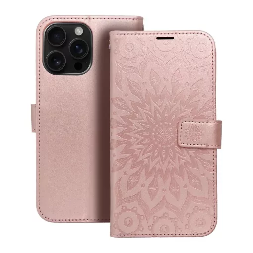 MEZZO könyvtok iPhone 16 Pro Max készülékhez mandala rózsaarany