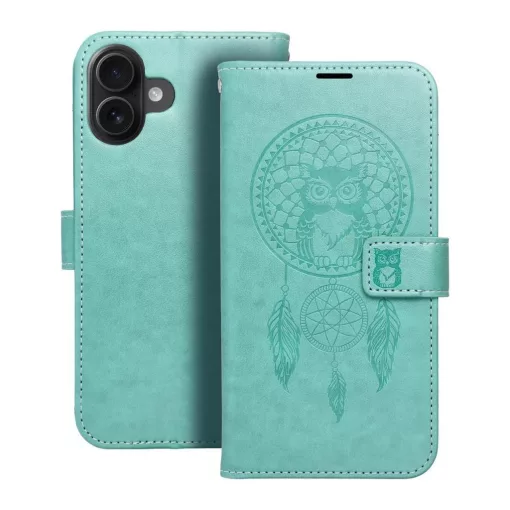 MEZZO könyv tok iPhone 16 Plus készülékhez dreamcatcher zöld