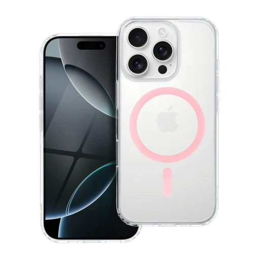 iPhone 15 PRO készülékhez Drop Glue Colorful Ring Mag Cover MagSafe-kompatibilis tok, rózsaszín