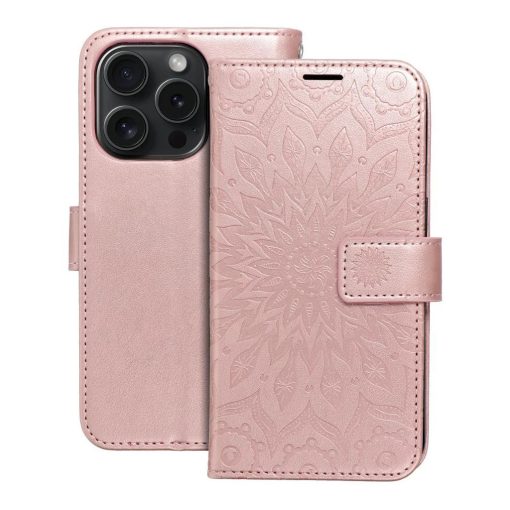 MEZZO Mandala könyvtok iPhone 15 Pro készülékhez rózsaarany