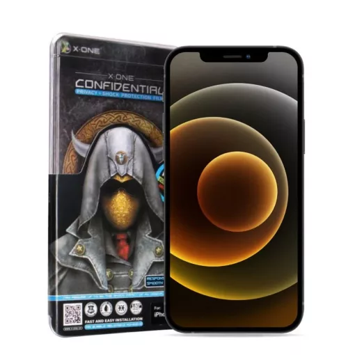 X-ONE Full Cover Extra Strong Privacy edzett üveg kijelzővédő iPhone 17 Air készülékhez, teljes ragasztóréteggel, 9H