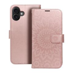   MEZZO könyvtok iPhone 16 Plus készülékhez mandalás rózsaarany