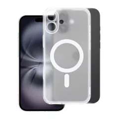   iPhone 15 Plus készülékhez tok Frost Mag Cover MagSafe-kompatibilis (kamera védelem) átlátszó fagyos