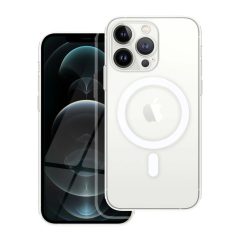   iPhone 12 PRO készülékhez MagSafe kompatibilis Mag Cover tok STR és kamera védelemmel, átlátszó