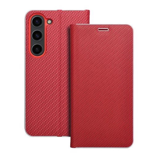 LUNA Book Carbon tok Samsung S23 készülékhez piros  