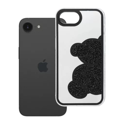TEDDY BEAR tok iPhone 16e (SE 4 2025) / 17e készülékhez fekete