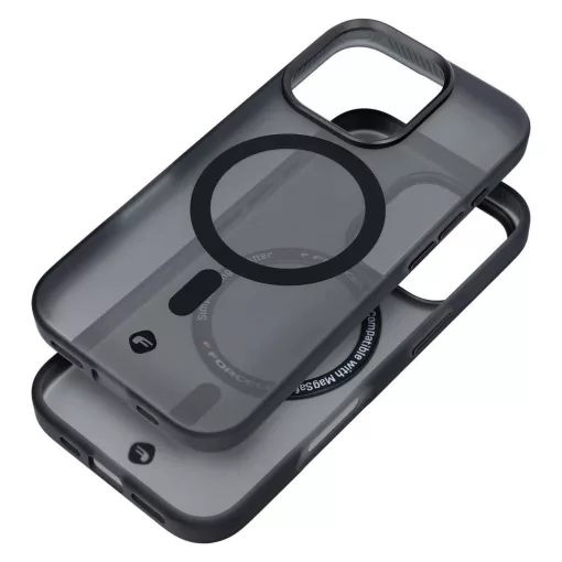 iPhone 16 Plus készülékhez tok Forcell F-Protect Levels kettős rétegű 4D-technológiájú Magsafe-kompatibilis katonai tesztelésű füstfekete