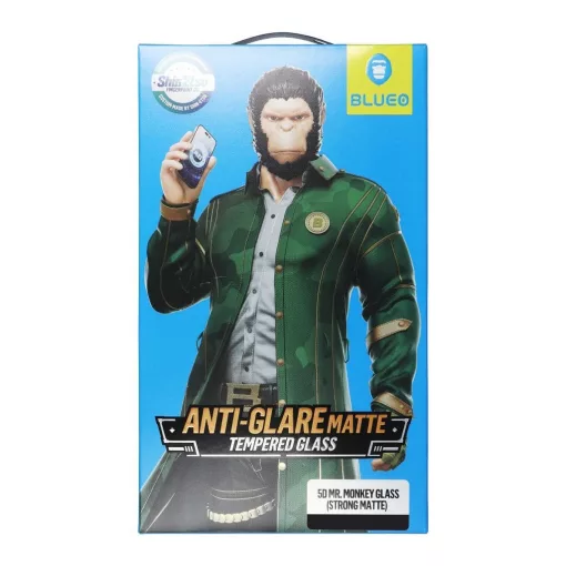 5D Mr. Monkey Glass üvegfólia Apple iPhone 13 Pro / 14 készülékhez, tükröződésgátló erős matt, fekete