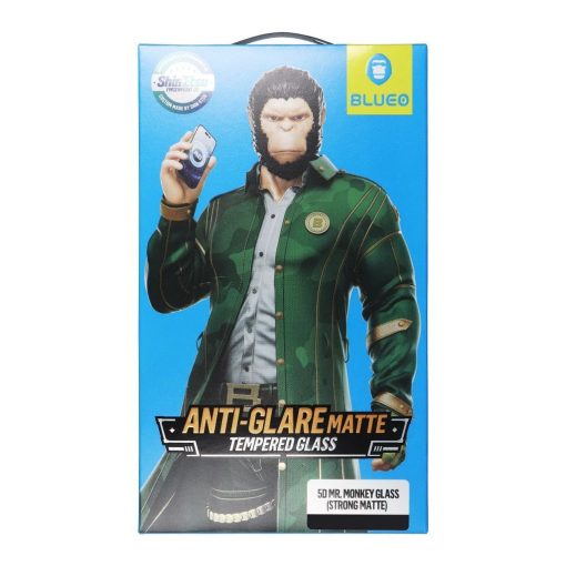 5D Mr. Monkey Glass erősen matt, csökkentett tükröződésű üvegfólia Apple iPhone 13 Pro Max / 14 Plus készülékhez, fekete