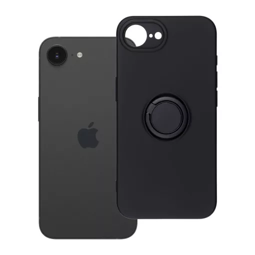 iPhone 16e (SE 4 2025) / 17e készülékhez Silicone Ring tok fekete