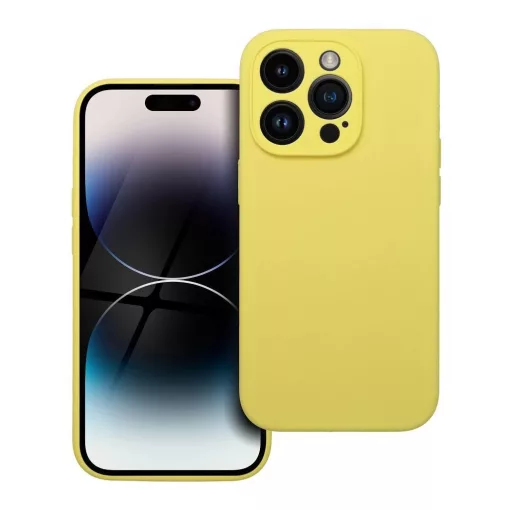 Szilikon tok iPhone 14 PRO készülékhez, 2mm, sárga