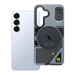   Forcell F-Protect Levels tok Samsung S25 készülékhez, kétrétegű, 4D technológiás, MagSafe-kompatibilis, Military Drop-Test, kiberszürke