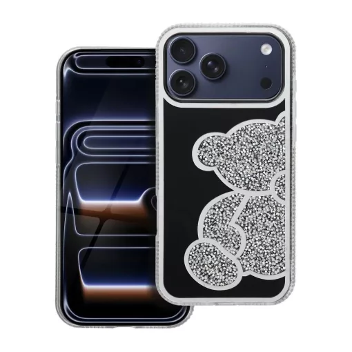 TEDDY BEAR tok iPhone 17 Pro Max készülékhez, ezüst