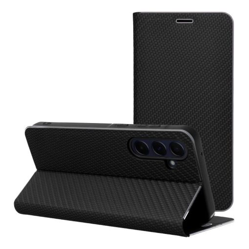 LUNA Book Carbon könyvtok Samsung S25 Plus készülékhez fekete