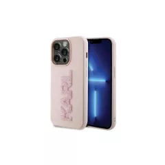  KARL LAGERFELD iPhone 15 Pro készülékhez tok KLHCP15L3DMBKCP (3D Logo Glitter) rózsaszín