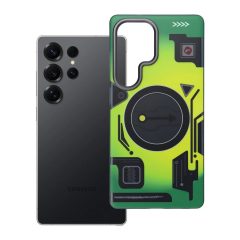   Samsung Galaxy S25 Ultra készülékhez Forcell F-Protect Levels tok, Dual Layer 4D technológiás, MagSafe-kompatibilis, Military Drop-Test, kiberzöld