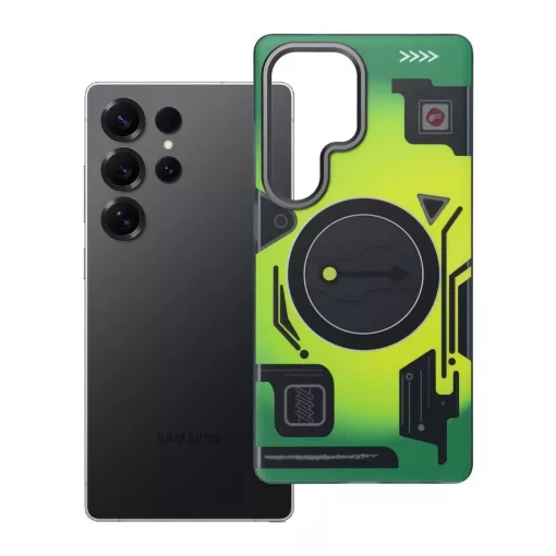 Samsung Galaxy S25 Ultra készülékhez Forcell F-Protect Levels tok, Dual Layer 4D technológiás, MagSafe-kompatibilis, Military Drop-Test, kiberzöld