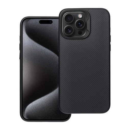 iPhone 15 PRO MAX készülékhez Carbon Elite Mag Cover tok, MagSafe-kompatibilis, fekete