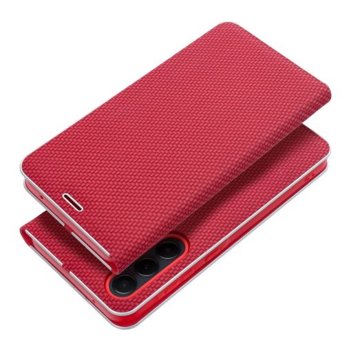 LUNA Book Carbon tok Samsung Galaxy S25 Plus készülékhez piros
