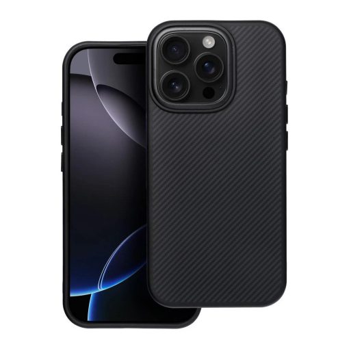 iPhone 16 PRO készülékhez Carbon Elite Mag Cover tok, MagSafe kompatibilis, fekete