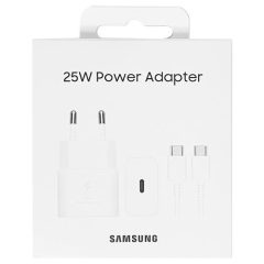   BLISZTERES Samsung EP-T2510XWEGEU gyári hálózati fehér gyorstöltő 25W Type-C - Type-C adatkáb