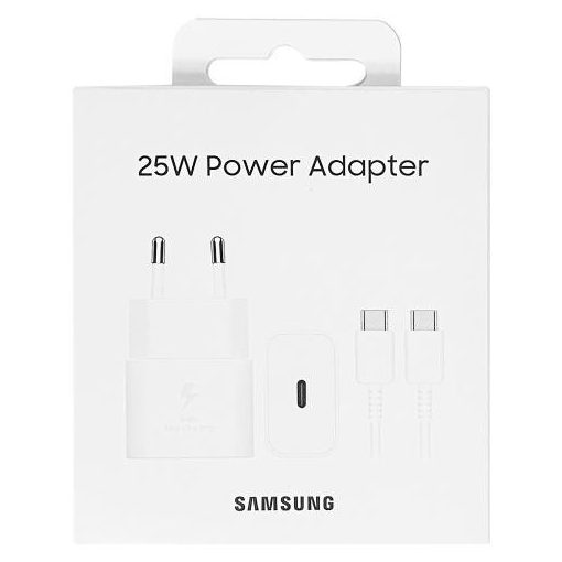 BLISZTERES Samsung EP-T2510XWEGEU gyári hálózati fehér gyorstöltő 25W Type-C - Type-C adatkáb