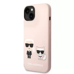   Karl Lagerfeld and Choupette Liquid Silicone tok iPhone 14 Plus készülékhez rózsaszín