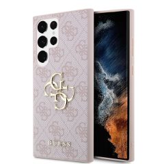   Guess PU 4G Metal Logo tok Samsung Galaxy S24 Ultra készülékhez rózsaszín