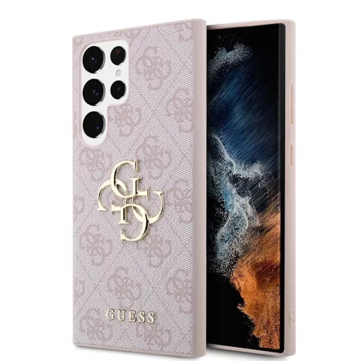 Guess PU 4G Metal Logo tok Samsung Galaxy S24 Ultra készülékhez rózsaszín