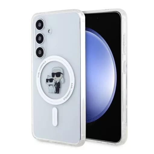 Karl Lagerfeld IML Glitter Karl and Choupette MagSafe tok Samsung Galaxy S24 készülékhez átlátszó